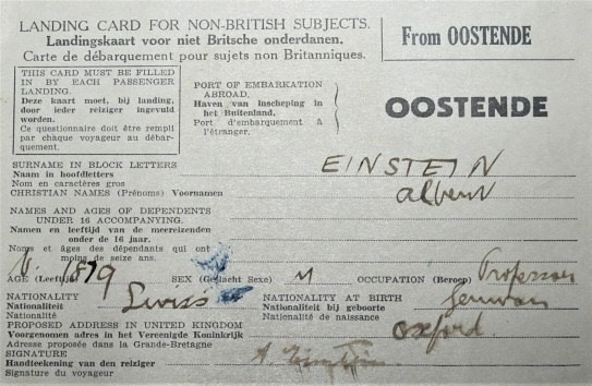 Albert Einstein’s 1933 Ferry Journey: The Landing Card That Changed History
